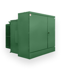 Green pad mounted electrical transformer